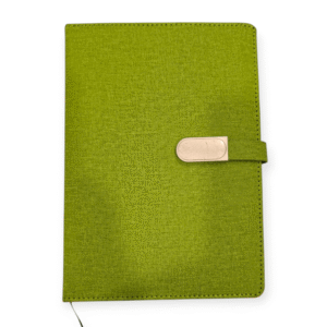Modern Linen-Look Notebook in Bright Green with Secure Clasp | Wholesale for Business