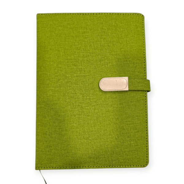 Modern Linen-Look Notebook in Bright Green with Secure Clasp | Wholesale for Business