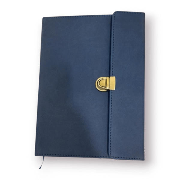 Executive PU Leather Diary with Gold Metal Lock – Elegant Corporate Notebook for Premium Gifting & Branding"