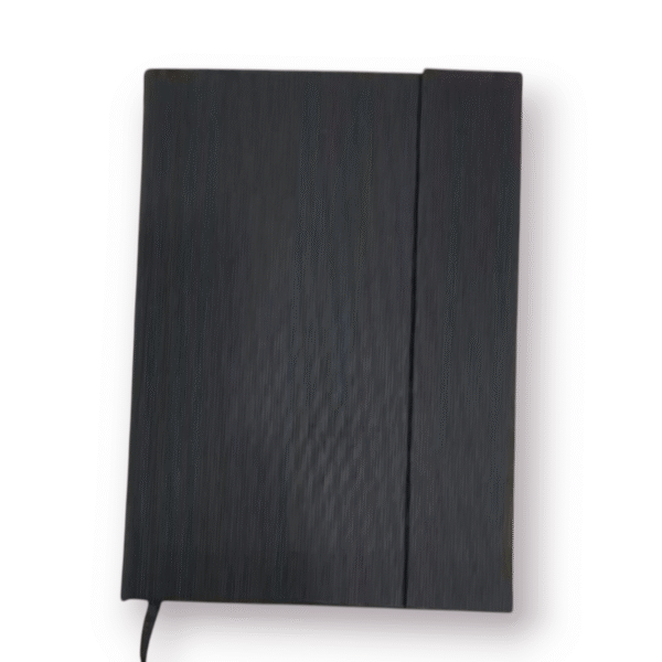 Elegant Black Textured Hardbound Journal Diary with Hidden Magnetic Closure – Premium Corporate Gifting Notebook with Stitch Binding