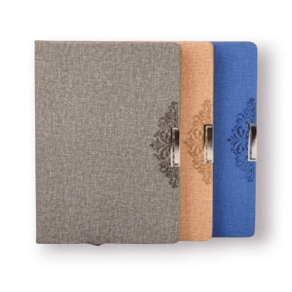 Custom Elegant A5 Fabric Diary with Metal Clasp & Embossed Floral Pattern – Customizable for Corporate Gifting