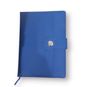 Premium Blue Fabric Cover Notebook with Button Lock – Customizable for Corporate Events & Gifting