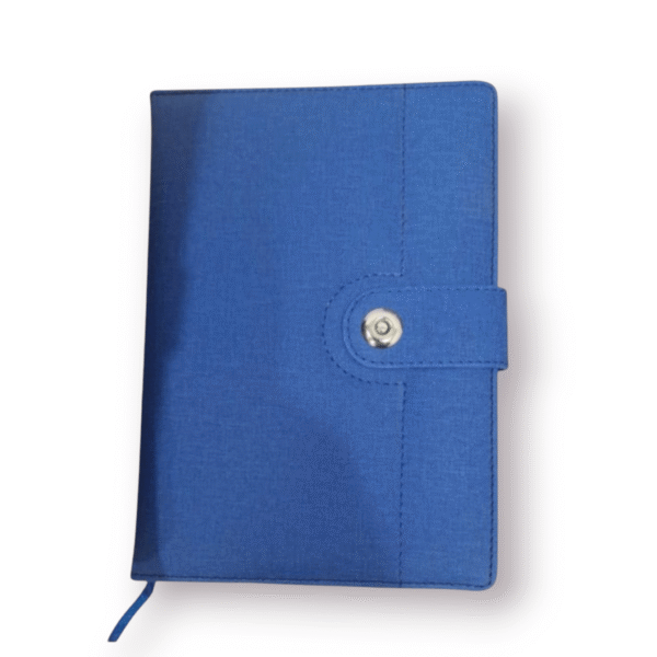 Premium Blue Fabric Cover Notebook with Button Lock – Customizable for Corporate Events & Gifting