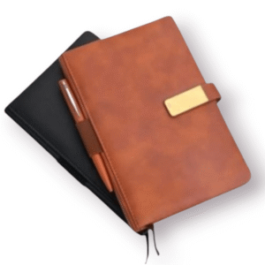 Premium PU Leather Diary with Pen Holder & Gold Plate – Elegant Choice for Corporate Gifting