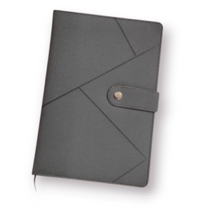 Geometric Stitch PU Leather Notebook with Button Lock – Elegant Corporate Diary for Bulk Branding