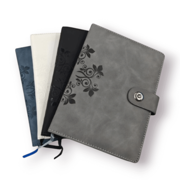 Custom PU Leather Notebooks with Elegant Floral Embossing – Snap Closure Journal for Corporate Gifting & Events