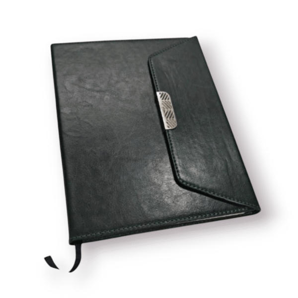 A5 Premium Black PU Leather Notebook with Magnetic Flap – Custom Corporate Diary for Bulk Orders