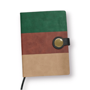 Tri-Color PU Leather Diary with Antique Metal Button – Stylish & Bold Corporate Gift Option
