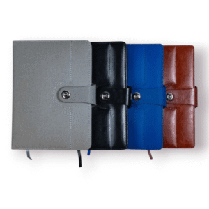 Custom PU Leather Notebooks with Button Strap Closure – Stylish & Durable Journals for Business Gifting