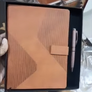Custom Tan Corporate Diary Gift Set | Premium Branded Organizer with Pen for Office Use