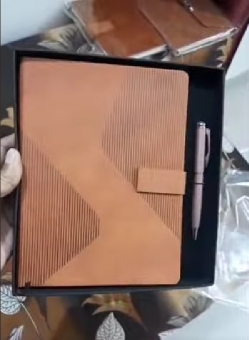 Custom Tan Corporate Diary Gift Set | Premium Branded Organizer with Pen for Office Use