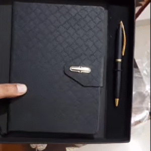 Premium Black Diary with Gold Pen | Executive Corporate Gift Box for Branding