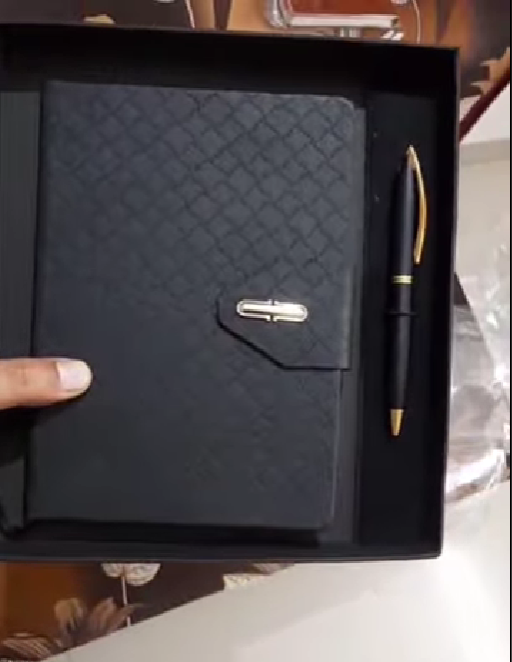 Premium Black Diary with Gold Pen | Executive Corporate Gift Box for Branding