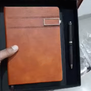 Rustic Tan Leather Journal Set | Gift-Boxed Diary & Pen for Corporate Events