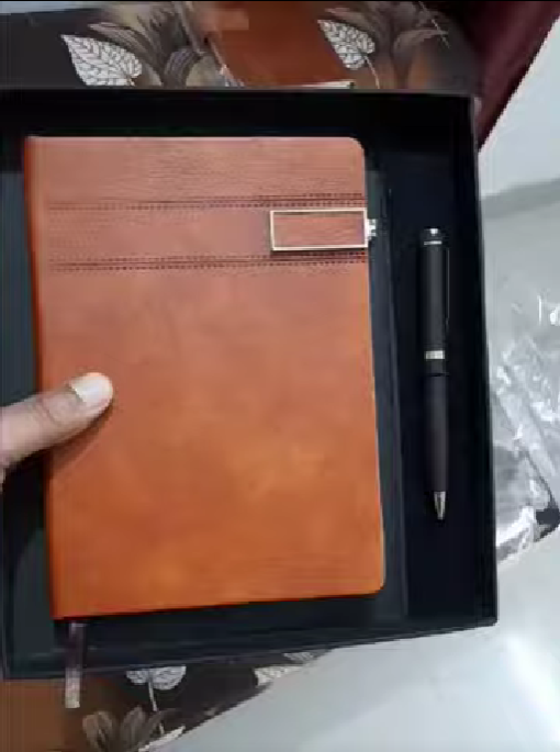 Rustic Tan Leather Journal Set | Gift-Boxed Diary & Pen for Corporate Events