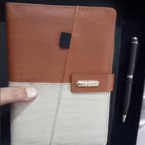 Dual-Tone Executive Leather Diary | Gold Accent Closure | Custom Business Gift