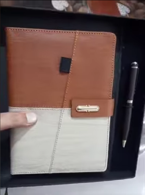 Dual-Tone Executive Leather Diary | Gold Accent Closure | Custom Business Gift